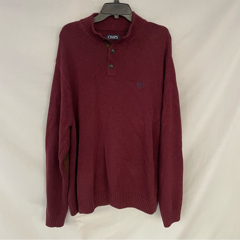 Chaps Men's Maroon Cotton Crewneck Sweater Size XXL